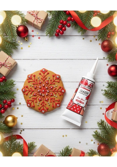 Şeker&sugar Yılbaşı Kurabiye Ve Cupcake İçin Yenilebilir Kırmızı Glazür 100gr
