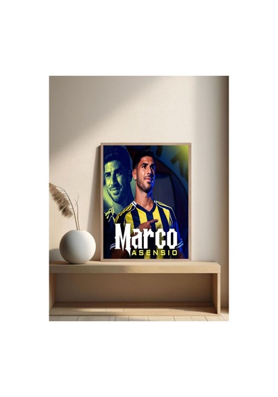Marco Asensio Sarı Lacivert Doğal Ahşap Çerçeveli Tablo Çok Renkli - 867721938 Çok Renkli