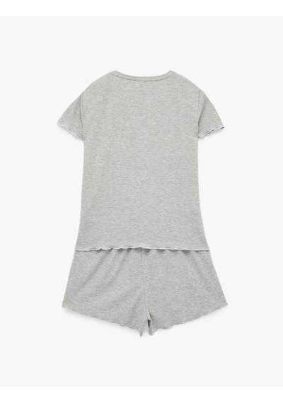 Koton Kısa Kollu Viskon Karışımlı Rahat Kalıp Pijama Takımı - 2'li Set Gri Melanj 6slk40119mk Koton Kısa Kollu Viskon Karışımlı Rahat Kalıp Pijama Takımı - 2'li Set Gri Melanj 6slk40119mk