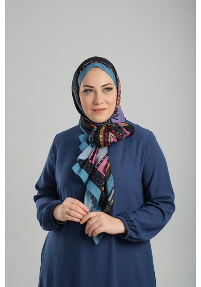 Giverny Bebe Mavisi Desenli Şal Kesik Elyaf Pamuksu Etnik Dijital Baskılı 202124 11 Bebe Mavisi