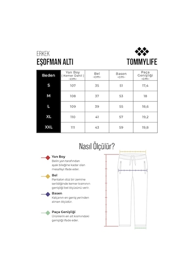 Tommy Life Siyah Erkek Fermuarlı Üç Cepli Standart Kalıp Klasik Paça Eşofman Alt - 84768