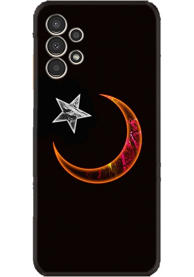 Samsung Uyumlu Galaxy A14 Kılıf Resimli Desenli Silikon Platinium Series Ay Yıldız 1884