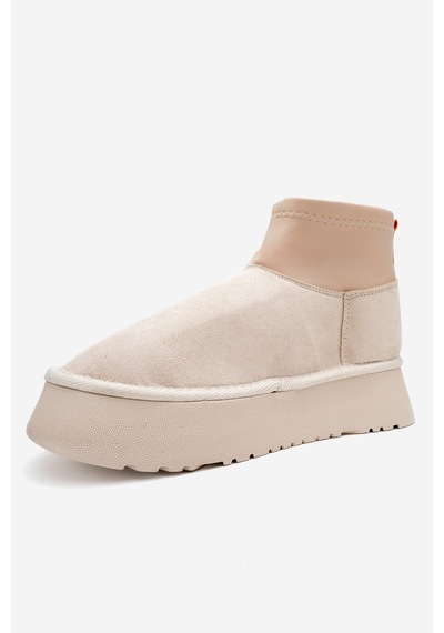 Luvishoes Luvi Shoes Ovar Bej Süet Scuba Platform Tabanlı Kadın Bot Bej
