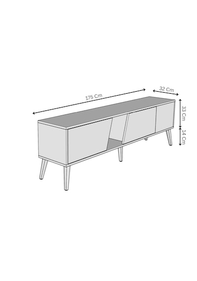 Roma 175 Cm Tv Ünitesi 100% Mdf Metal Ayak Gri