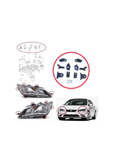 Seat Leon Mk3 5f 2012-2020 İçin Sağ Sol Ön Far Ayak Tamir Seti