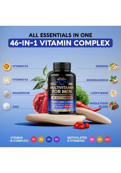 Nutraharmony Multivitamin For Men B-complex Men's Health 90 Kapsül Usa Menşeii Daphnelabs