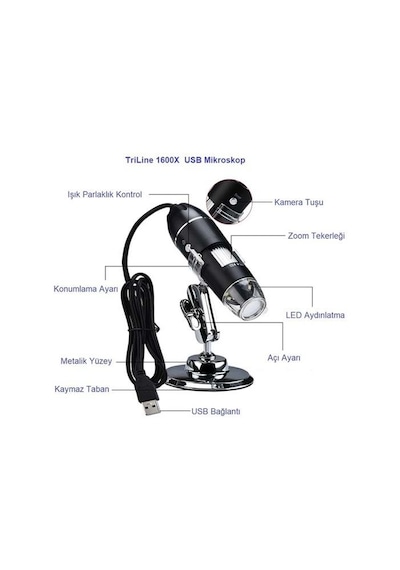 Dailytech 1600x Zoom 2mp Usb Dijital Mikroskop 8 Ledli Kamera