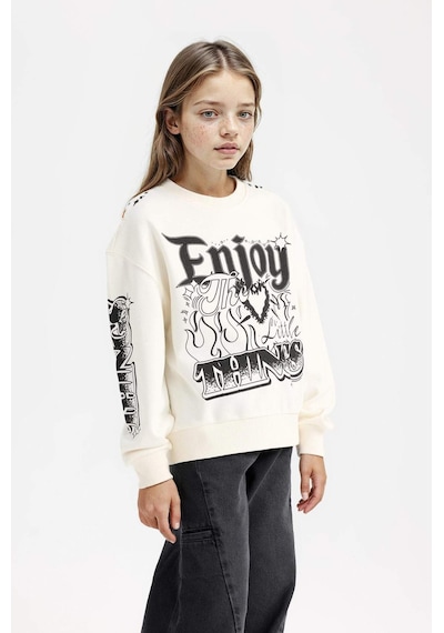 DeFacto Kız Çocuk Oversize Geniş Kalıp Bisiklet Yaka Baskılı Sweatshirt D6629A824AUER99 DeFacto Kız Çocuk Oversize Geniş Kalıp Bisiklet Yaka Baskılı Sweatshirt D6629A824AUER99