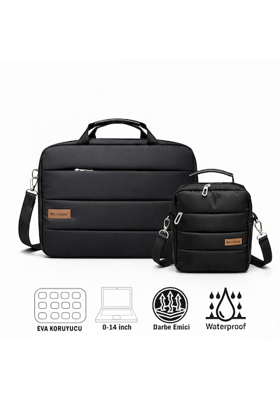 Microcase 2in1 Set Samsung Tab S10 Ultra 14.6 İnch Tablet İle Uyumlu Çanta + Omuz Askılıklı El Çantası Al5499 Siyah