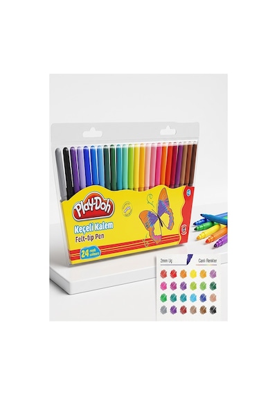 Keçeli Kalem 24 Renk 1 Paket Play-doh 24 Lü Keçeli Kalem Canlı Renkler Yıkanabilir Kaliteli Okul Öğrenci