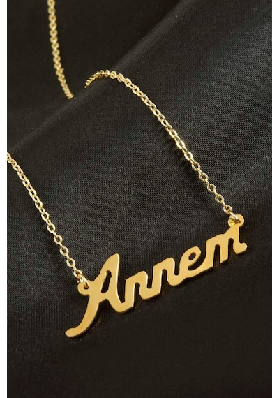 Annem - 110 - - Csmo-tex - Yazılı Kolye-sarı altın