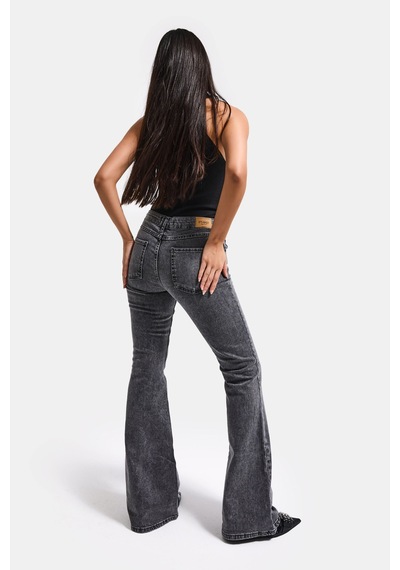 Itsbasic Kadın Füme 4s6-14 Mid Rise Flare Fit Esnek Kumaş Denim Jean