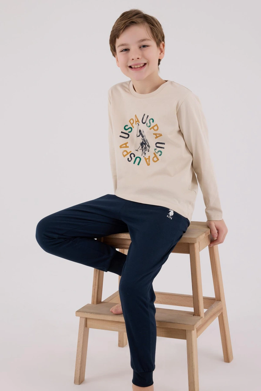 U.s. Polo Assn. Garson Erkek Uspa Logo Süprem 4 Mevsim Kumaş Uzun Kollu Lastikli Pijama Takım Bej U.s. Polo Assn. Garson Erkek Uspa Logo Süprem 4 Mevsim Kumaş Uzun Kollu Lastikli Pijama Takım Bej