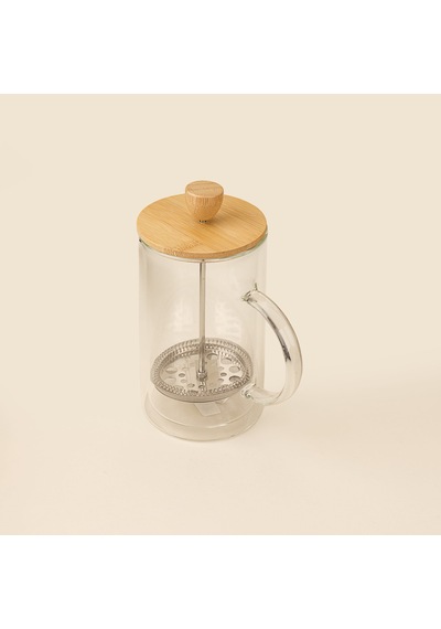 Azir Çift Cidarlı French Press - Şeffaf / Açık Kahverengi - 600 Ml Çok Renkli