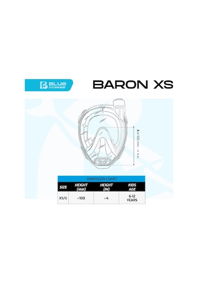 Cressi Baron Çocuk Tam Yüz Maskesi Clear-blue Xs Mavi