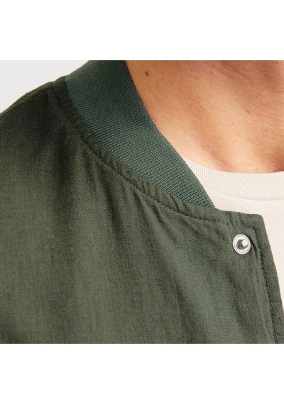 Jack & Jones Jack&jones Ario Linen Bomber Erkek Gri Yuvarlak Yaka Ceket Gri