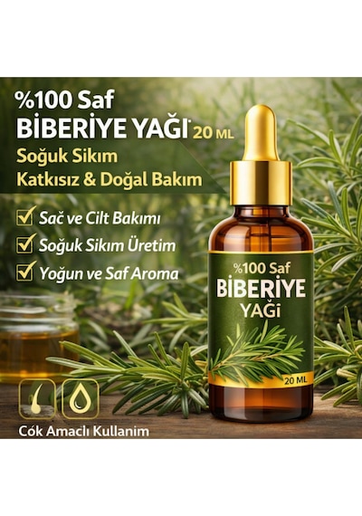 Life %100 Saf Biberiye Yağı 20 Ml Soğuk Sıkım, Doğal & Katkısız