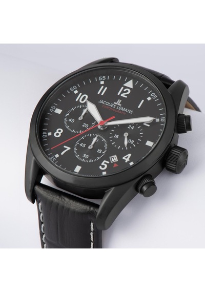 Jacques Lemans Sport Jl.42-2f Quartz Deri Siyah 10 Atm 42 Mm Erkek Kol Saati Siyah