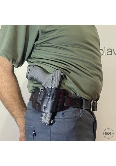 Erolav Kilitsiz Kelebek Universal 9mm Uyumlu Dış Taşıma Deri Kılıf Siyah