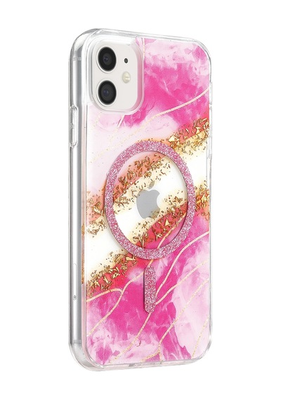 Onegif Apple İphone 11 Lotus Simli Magsafe Kapak - Pembe - Pembe