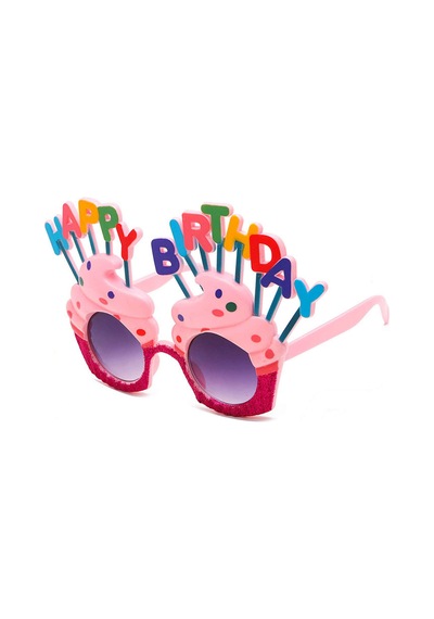 Happy Birthday Yazılı Pembe Fuşya Renk Parti Gözlüğü 12x7 Cm N177