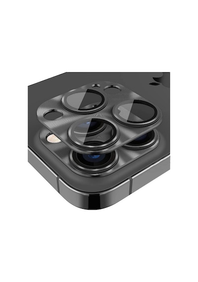 Apple Uyumlu iPhone 13 Pro / 13 Pro Max Metalik Seri Kamera Lens Koruyucu Siyah Siyah