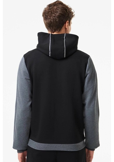 Lacoste Mens Full Zip Slim Fit Hoodie Erkek Slim Fit Kapüşonlu Sweatshirt Siyah Siyah - Gri