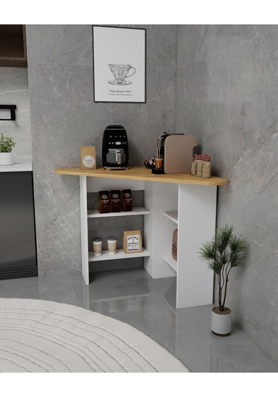 Corner Kahve Köşesi Çok Amaçlı Raflı Mutfak Masası, Safirmeşe Beyaz Safirmeşe Beyaz Corner Kahve Köşesi Çok Amaçlı Raflı Mutfak Masası, Safirmeşe Beyaz Safirmeşe Beyaz