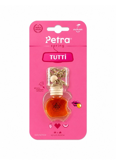 Petra Spring Tutti 8 Ml Ahşap Kapaklı Cam Şişe Araç Kokusu Dikiz Aynası Asmalı Oto Parfümü, Lüks Oto Kokusu,cam Şişe Araba Kokusu Araç Ortam Kokusu