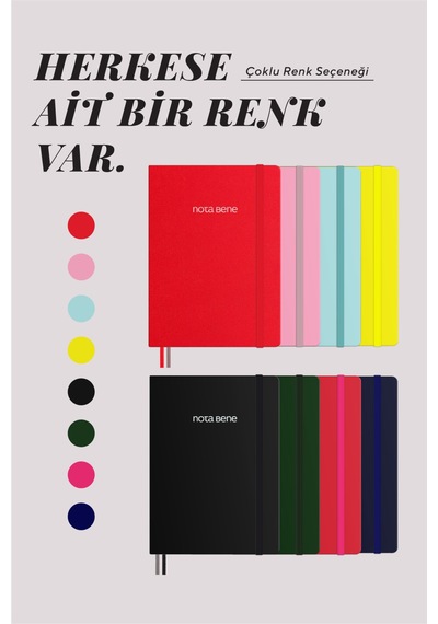 Nota Bene Classic Sert Kapak Defter, 9x14 Cm, Çizgili Siyah