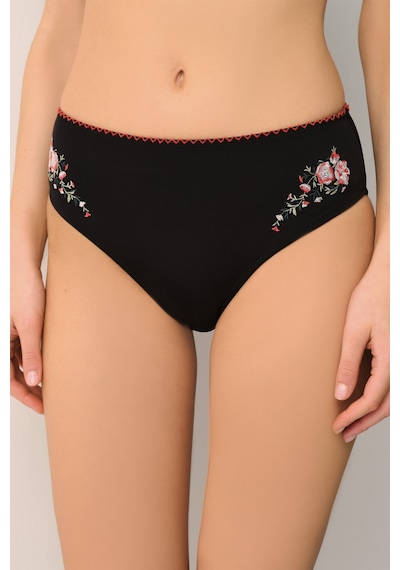 Suwen Karla Yüksek Bel Nakışlı Bikini Alt Sb26153012012 Siyah