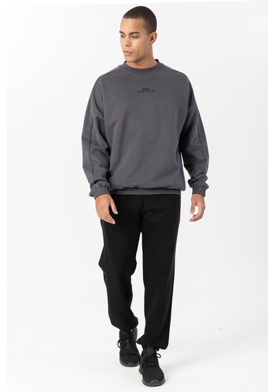 Maraton Sportswear Oversize Erkek Bisiklet Yaka Uzun Kol Basic Antrasit Sweatshirt 21822-antrasit