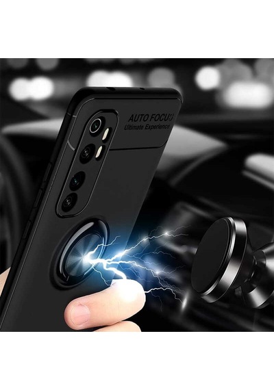 Xiaomi Mi Note 10 Lite Kılıf Zore Ravel Silikon Kapak Siyah-Kırmızı