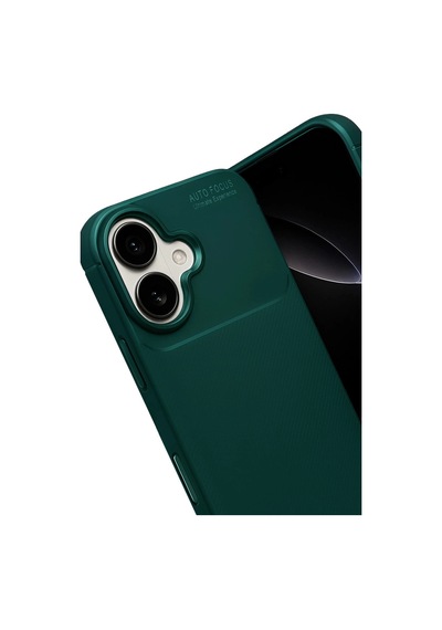 Apple Uyumlu iPhone 17 Auto Focus Karbon Kapak Yeşil