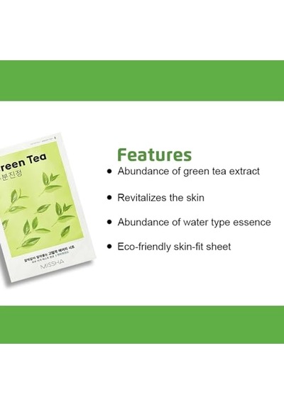 Mıssha Yeşil Çay Özlü Nemlendirici Yaprak Maske 1ad Airy Fit Sheet Mask Green Tea