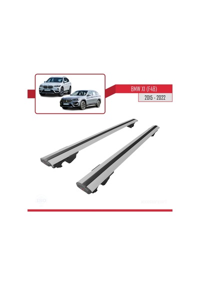 Bmw X1 F48 2015-2022 Arası İle Uyumlu Hook Model Anahtar Kilitli Ara Atkı Tavan Barı Gri