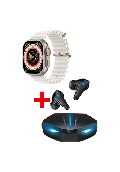 GS8 Watch 8 Ultra Akıllı Saat Beyaz Watch + K55 Oyuncu Bluetooth Kulaklık Hediye (İthalatçı Garantili)