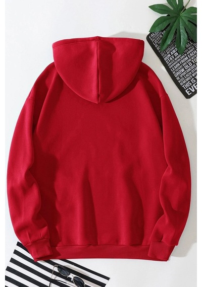 Uyguntarz Unisex Flowers Baskılı Sweatshirt Kırmızı