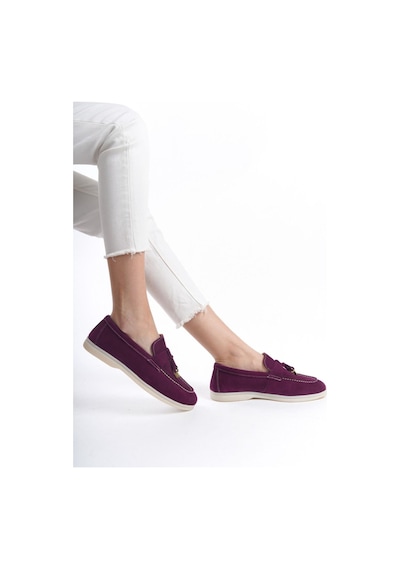 Mubiano Hakiki Deri Collection Kadın Süet Loafer & Babet Mürdüm -mckry1410-mrd Mürdüm