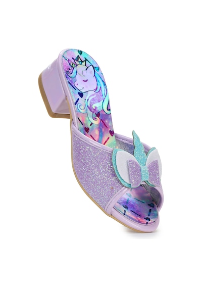 Kiko Kids Unicorn Kız Çocuk Topuklu Simli Abiye Terlik Lila Lila