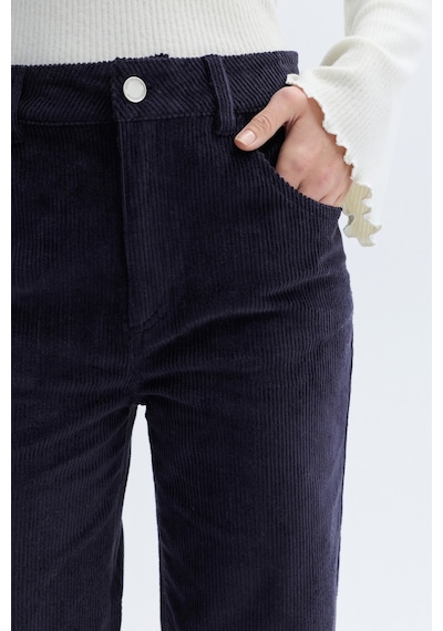 Mudo Kadın Kadın Mor Straight Fit Kadife Pantolon 1264371