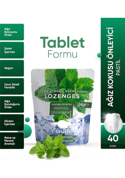 Tbrush Ağız Kokusu Önleyici Mentol ve Nane Aromalı Ağız Pastili - Alkolsüz ve Şekersiz