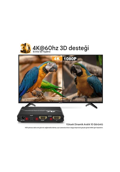 Hdmı 2.0 4k 60hz 4k Ses Çıkarıcı Optik Toslink Spdıf 5.1ch R/l Hdmi Hdr Destekli
