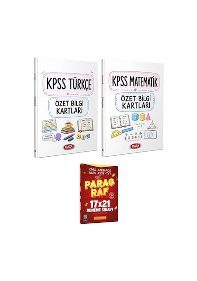 Data Yayınları Kpss Türkçe+matematik Özet Bilgi Kartları+evp Akademi Tyt Paragraf Rest 17 X 21 Deneme