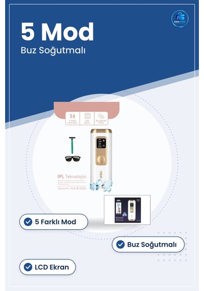 Ipl Lazer Epilasyon Aleti Buz Soğutmalı 5 Mod Lcd Ekranlı Tüm Vüc