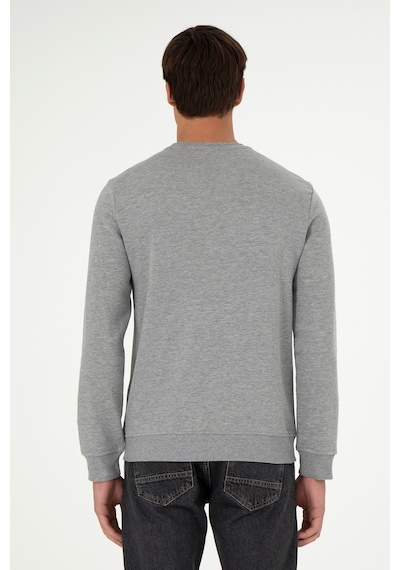 U.S. Polo Assn. Erkek Regular Fit Bisiklet Yaka Gri Melanj Sweatshirt 50293436-VR086