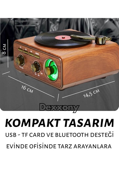Dcx-11 Özel Tasarım Ahşap Görünümlü Retro Vintage Nostaljik Radyo & Bluetootlu Mini Fm Radyo