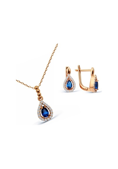Argentum Concept - Zirkon Taşlı Rose Gümüş Set (219325393)