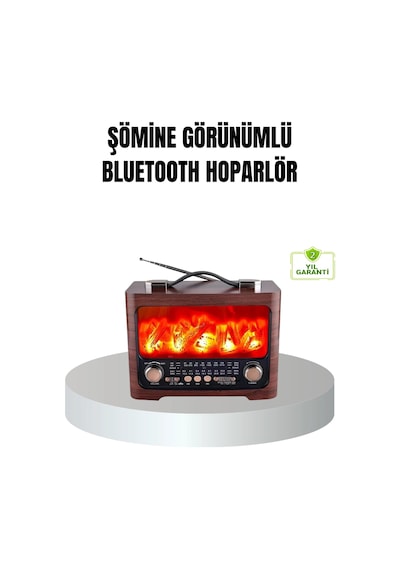 Hubrendy Tekno Solar Şarjlı Şömine Alev Efektli Bluetooth Hoparlör 7w Taşınabilir Ses Sistemi