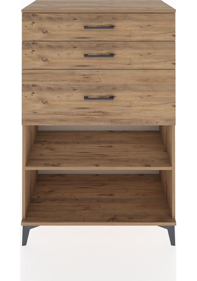 Hyperion Dolap Tek Raflı 3 Çekmeceli 88x44x134 Çam-çam Atlas Çam